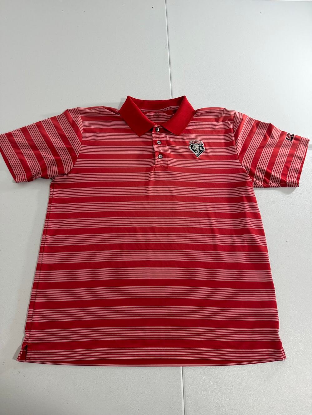Knights Apparel New Mexico Lobos Polo Shirt Mens XL Red Striped Golf Licensed
